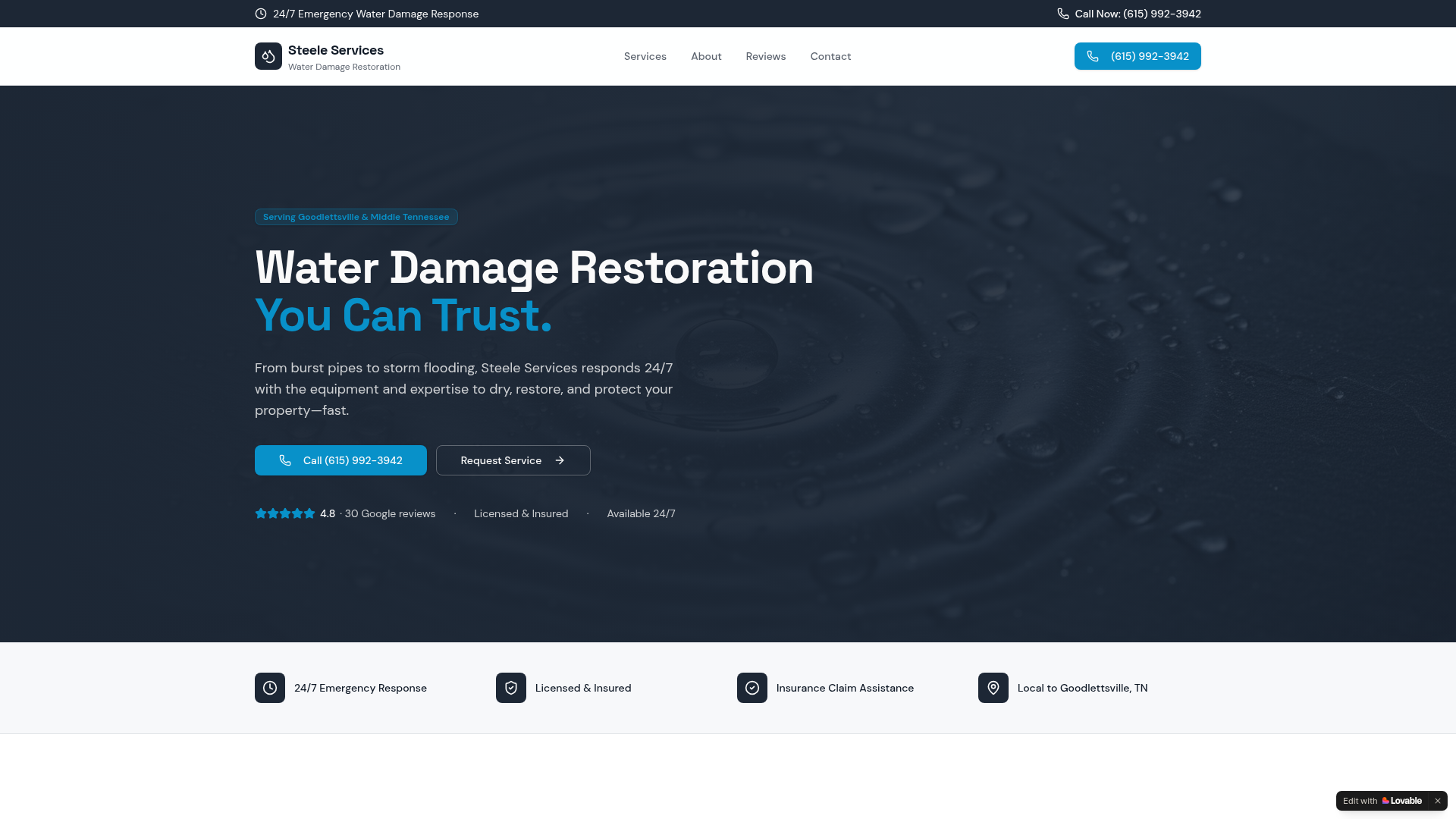 Steele Services water damage restoration website